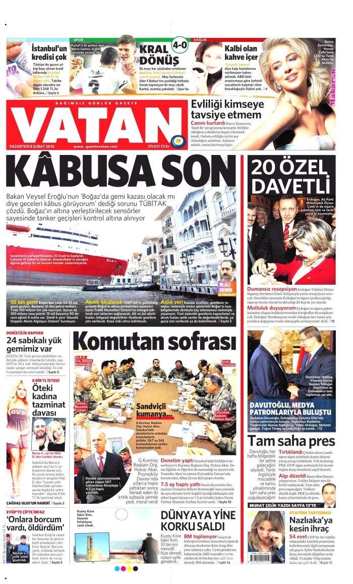 Gazete manşetleri (08.02.2016)