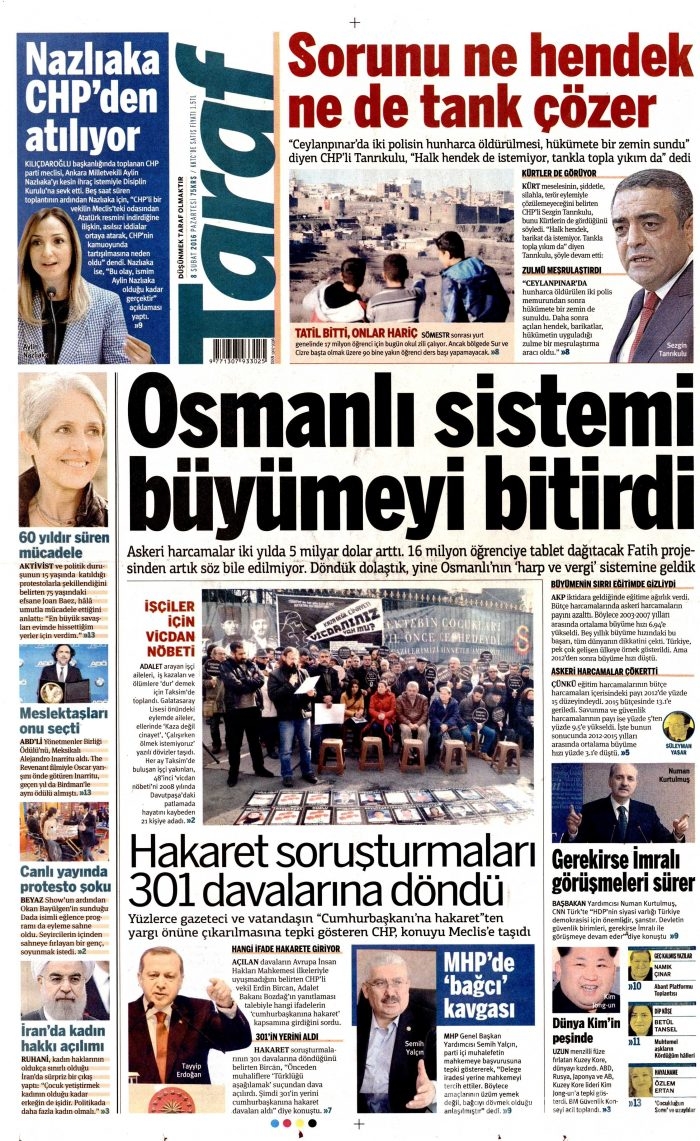 Gazete manşetleri (08.02.2016)