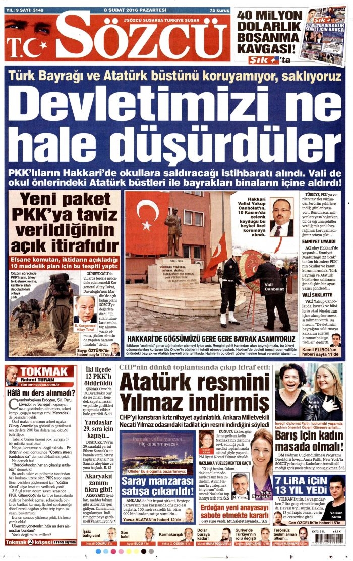 Gazete manşetleri (08.02.2016)