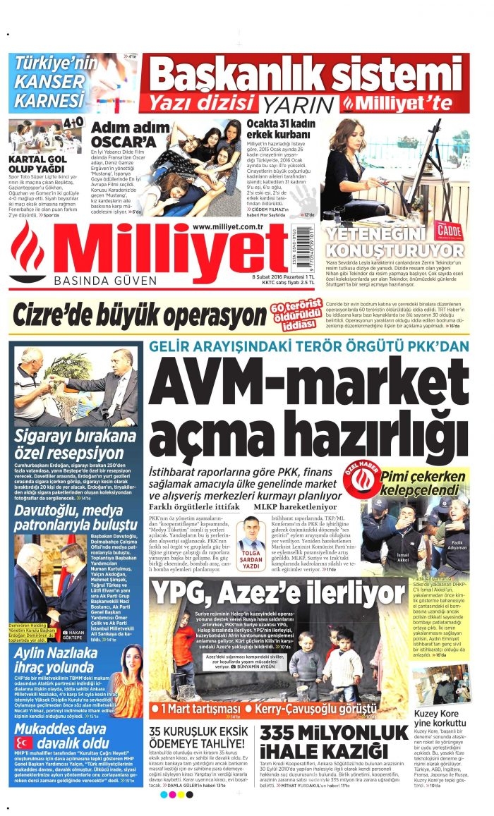 Gazete manşetleri (08.02.2016)
