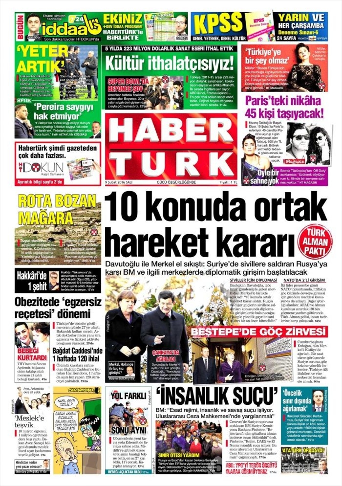 Günün gazete manşetleri (09.02.2016)