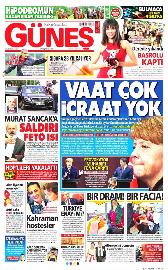 Günün gazete manşetleri (09.02.2016)