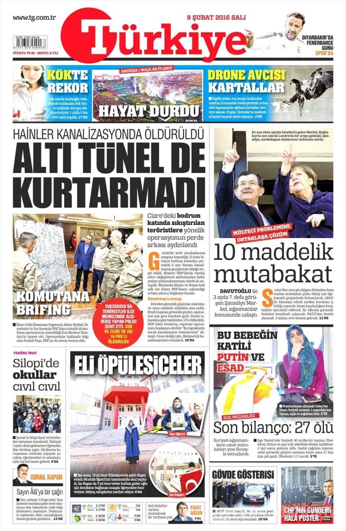 Günün gazete manşetleri (09.02.2016)