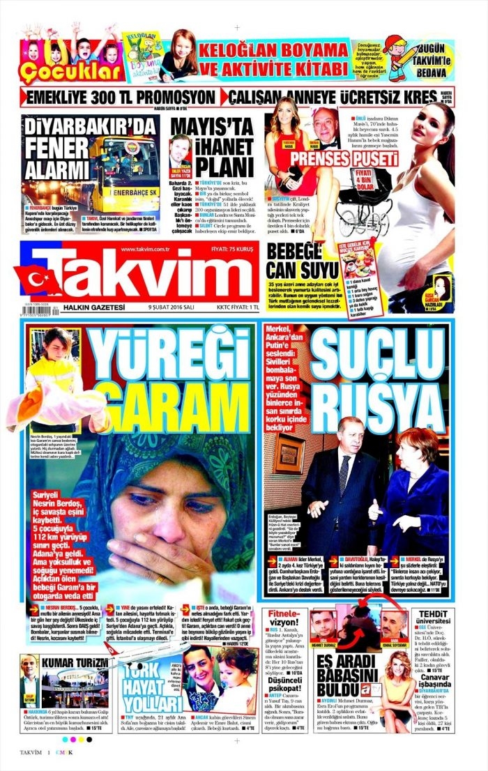 Günün gazete manşetleri (09.02.2016)