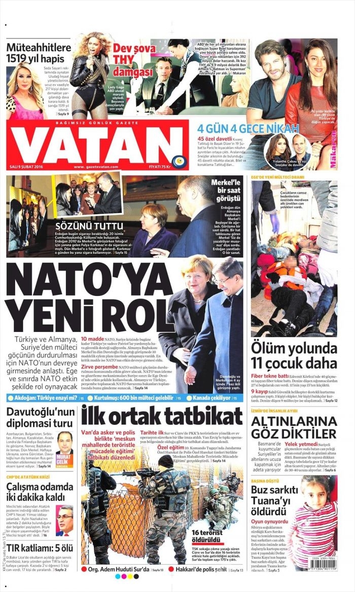 Günün gazete manşetleri (09.02.2016)