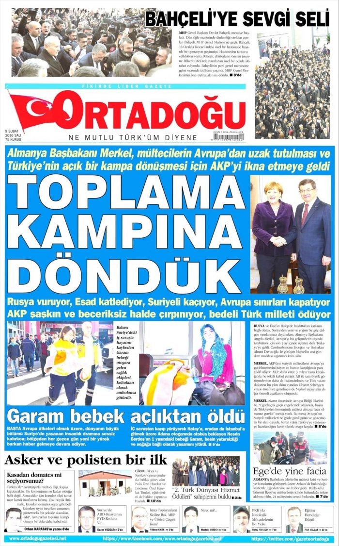 Günün gazete manşetleri (09.02.2016)