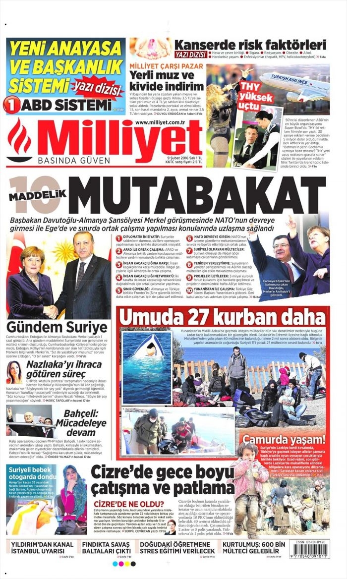 Günün gazete manşetleri (09.02.2016)