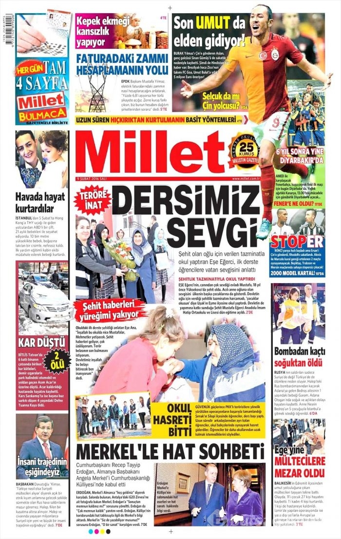 Günün gazete manşetleri (09.02.2016)
