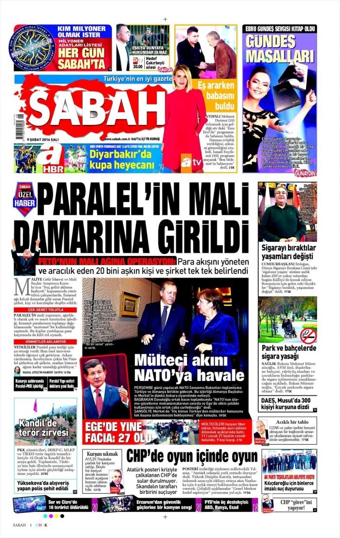 Günün gazete manşetleri (09.02.2016)