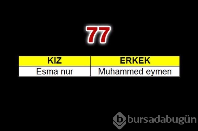 2015'te çocuklara en çok verilen isimler
