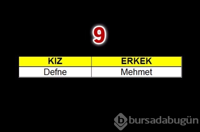 2015'te çocuklara en çok verilen isimler