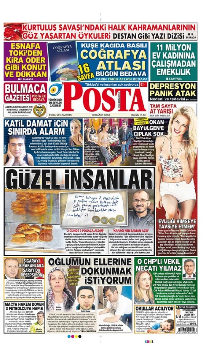 Günün gazete manşetleri  8 Şubat 2016