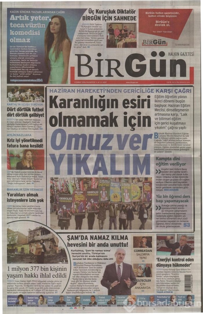 Günün gazete manşetleri  8 Şubat 2016
