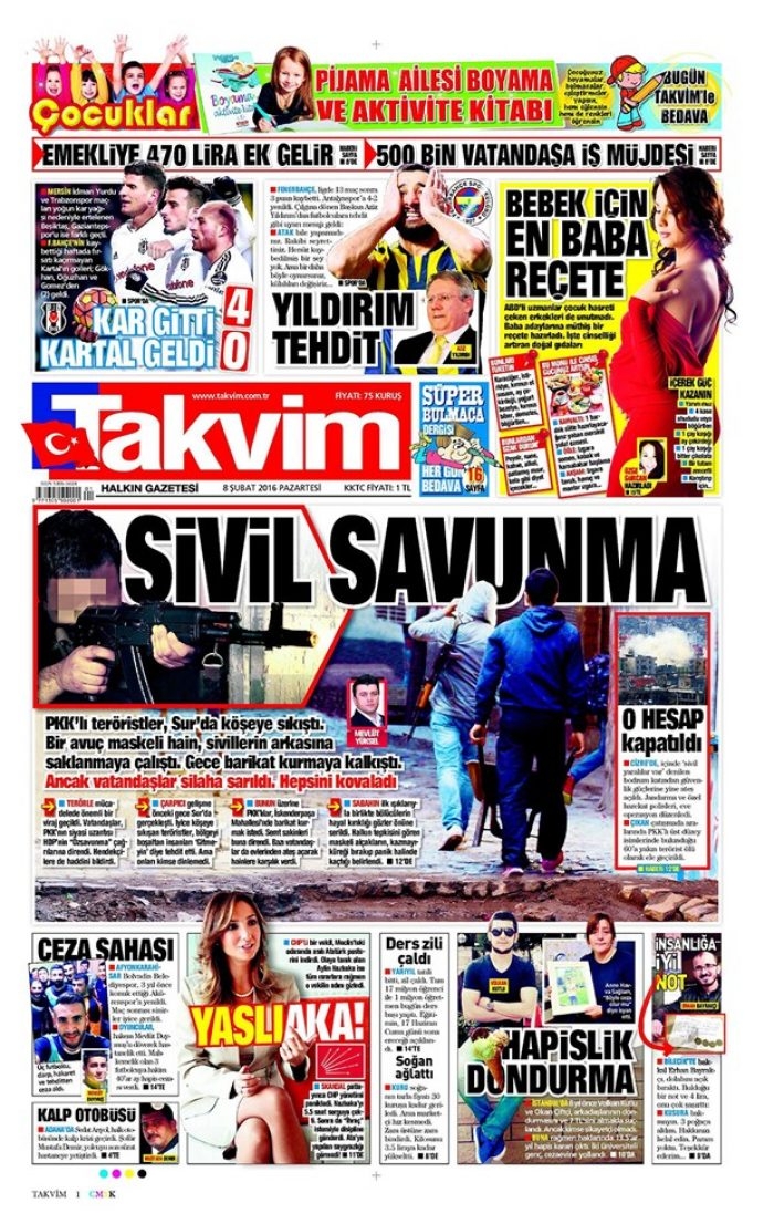 Günün gazete manşetleri  8 Şubat 2016