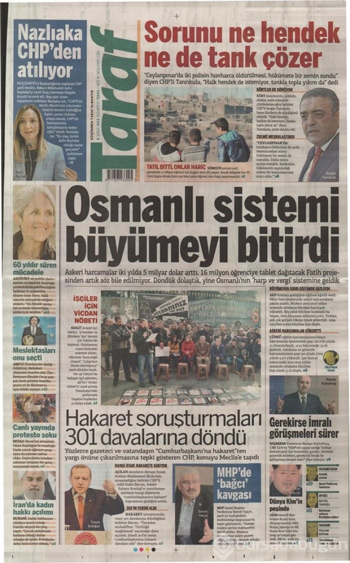 Günün gazete manşetleri  8 Şubat 2016