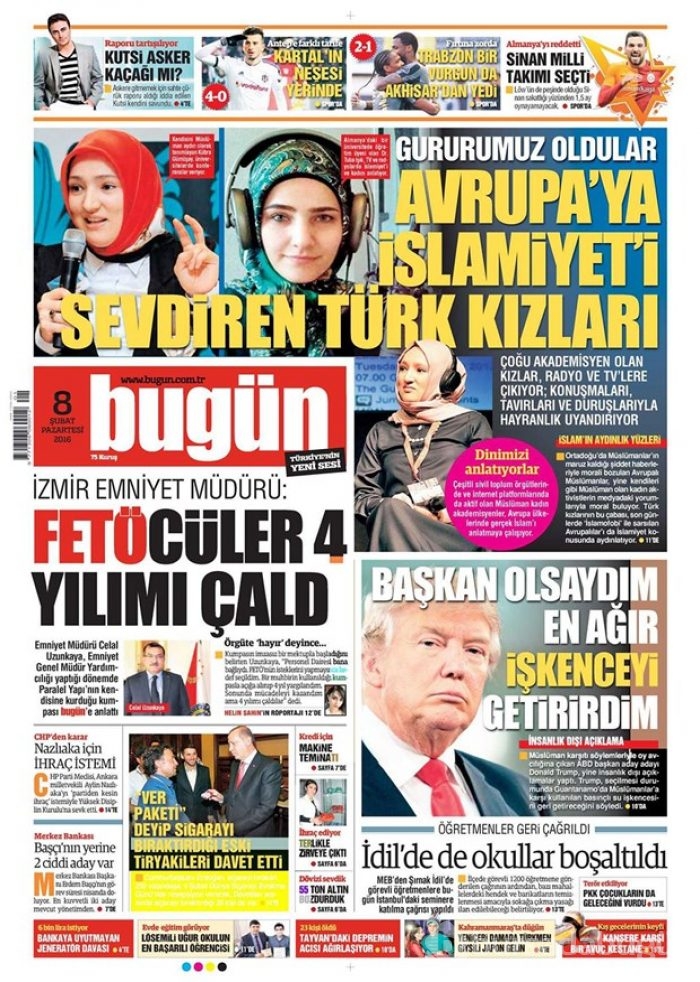 Günün gazete manşetleri  8 Şubat 2016
