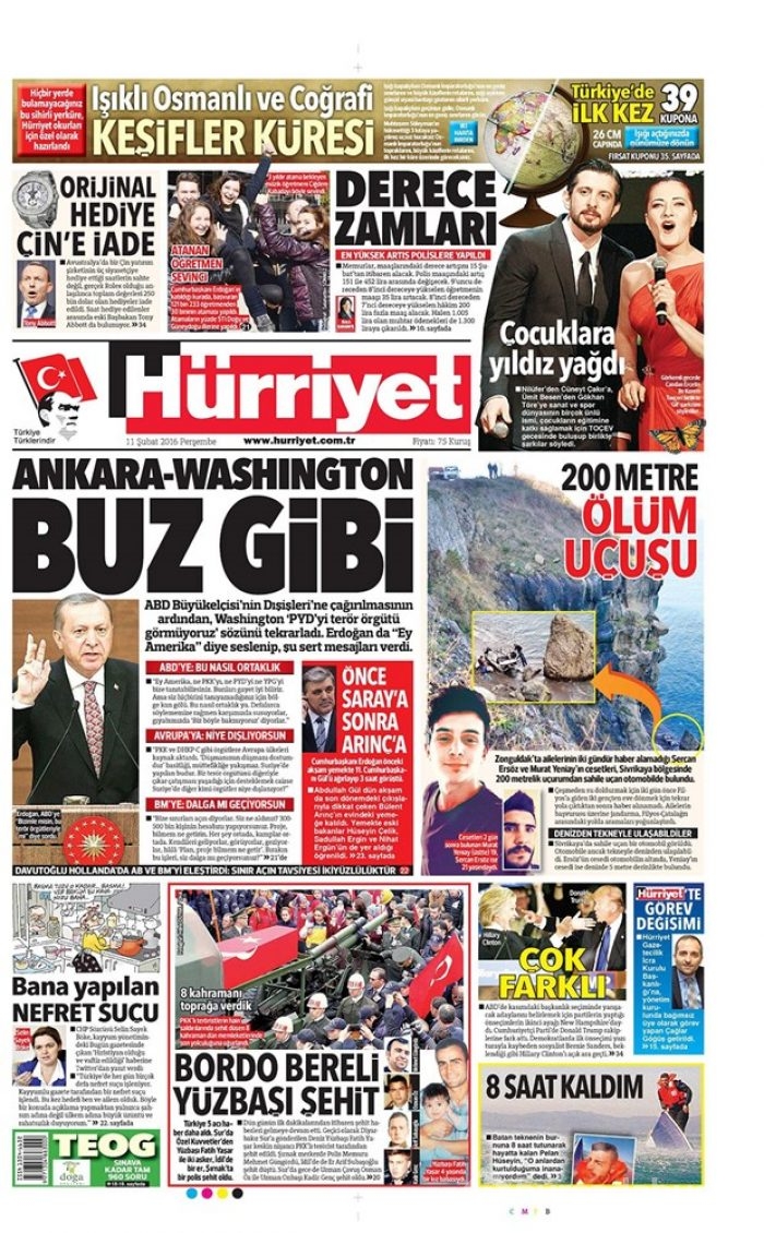 Günün gazete manşetleri - 11 Şubat 2016