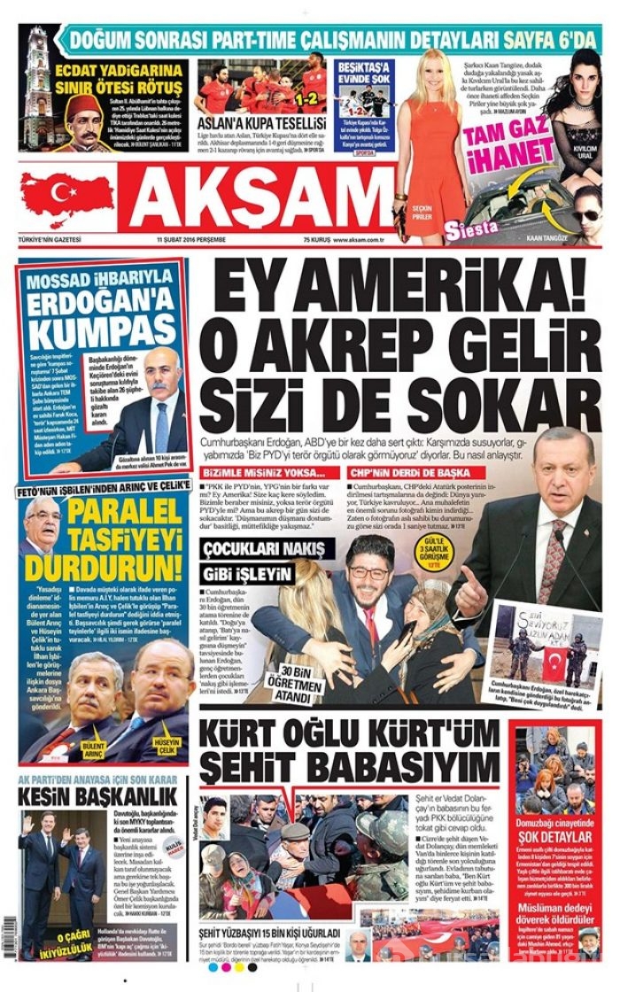 Günün gazete manşetleri - 11 Şubat 2016