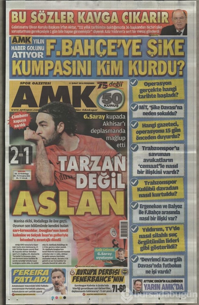 Günün gazete manşetleri - 11 Şubat 2016