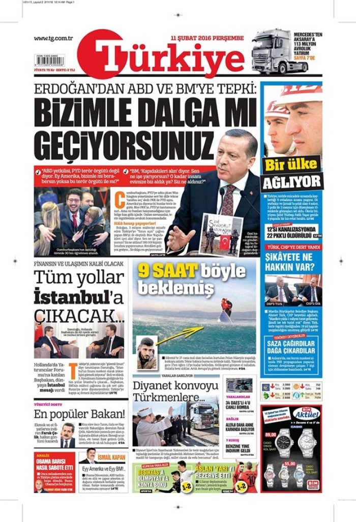 Günün gazete manşetleri - 11 Şubat 2016
