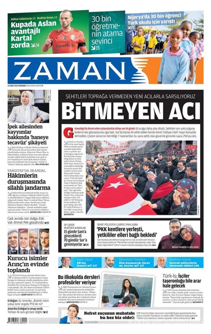 Günün gazete manşetleri - 11 Şubat 2016