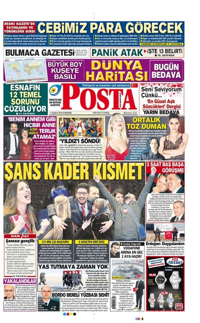 Günün gazete manşetleri - 11 Şubat 2016