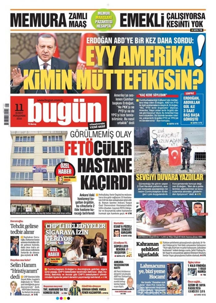 Günün gazete manşetleri - 11 Şubat 2016