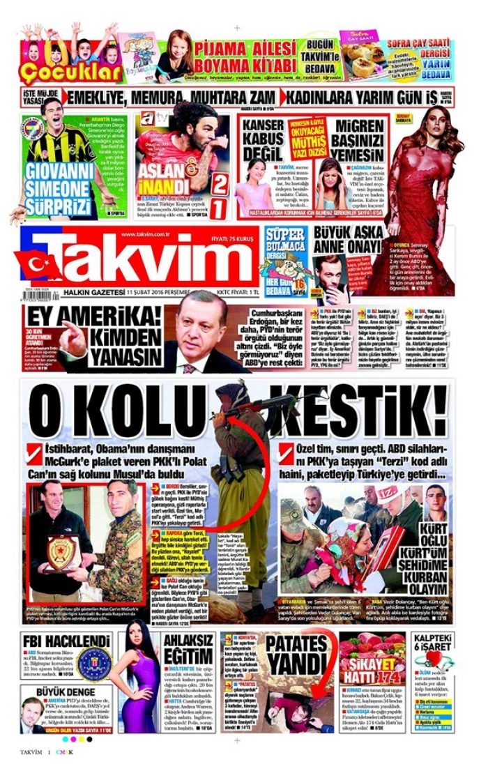 Günün gazete manşetleri - 11 Şubat 2016
