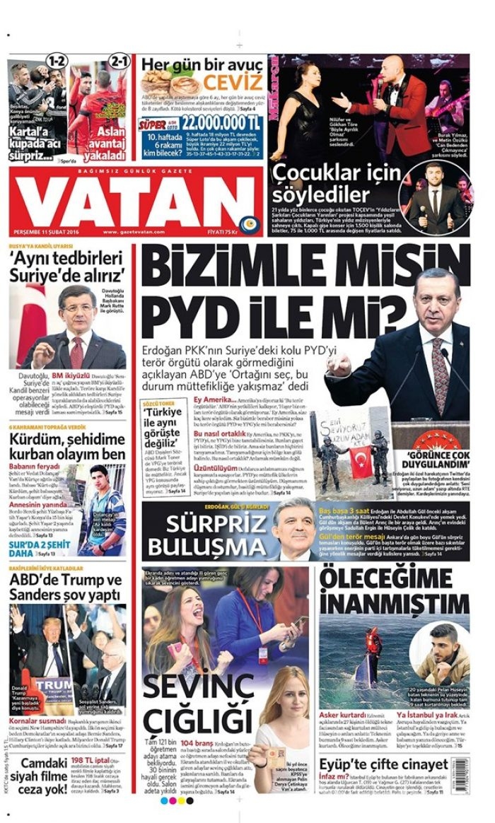 Günün gazete manşetleri - 11 Şubat 2016
