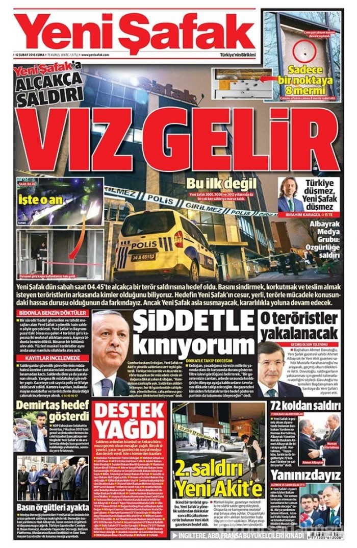 Günün gazete manşetleri - 12 Şubat 2016