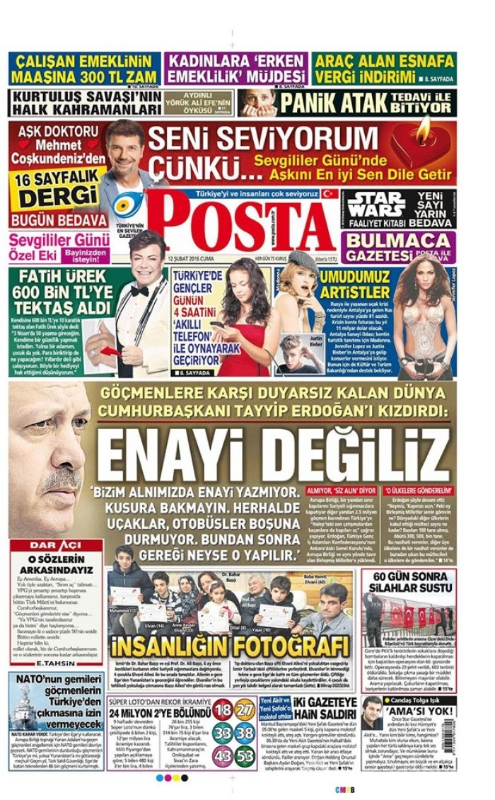 Günün gazete manşetleri - 12 Şubat 2016