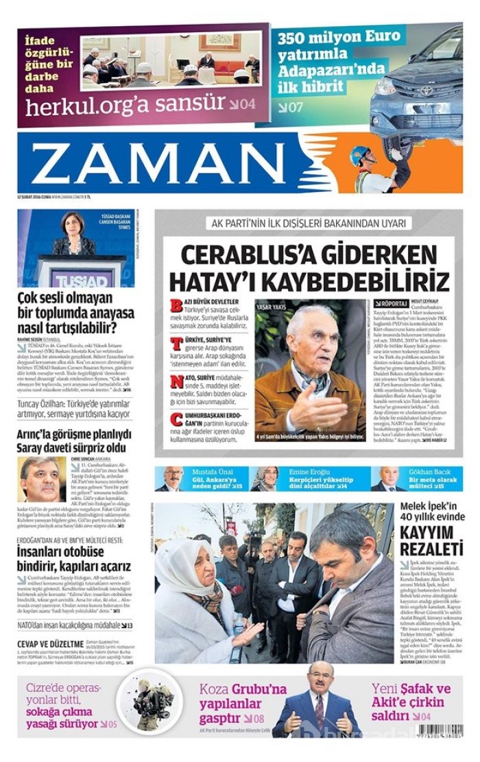 Günün gazete manşetleri - 12 Şubat 2016