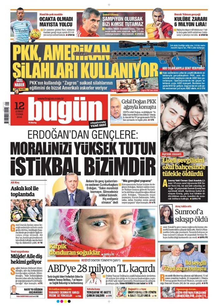 Günün gazete manşetleri - 12 Şubat 2016