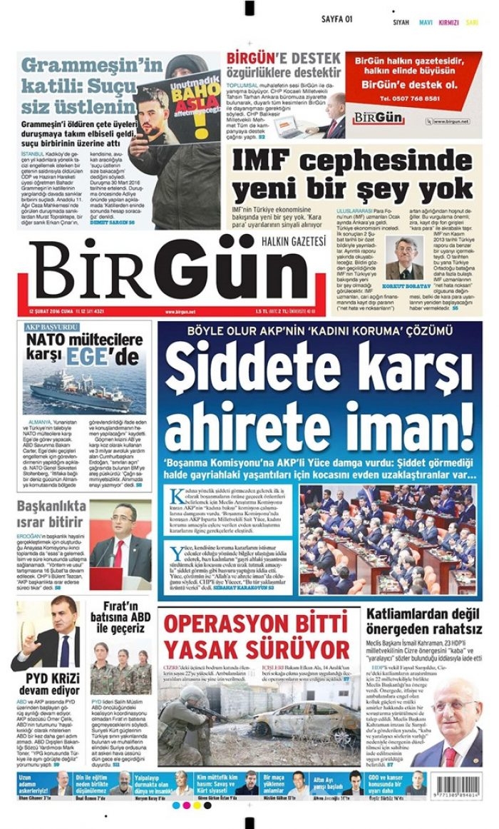 Günün gazete manşetleri - 12 Şubat 2016