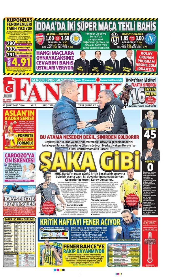 Günün gazete manşetleri - 12 Şubat 2016