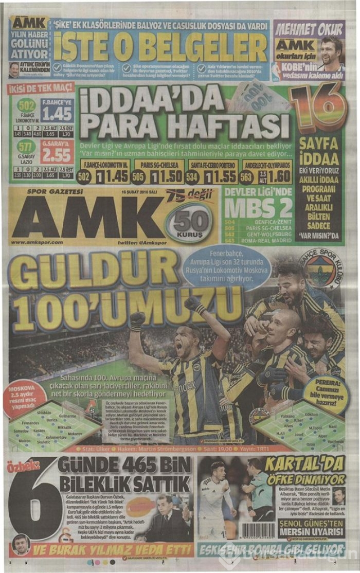 Günün gazete manşetleri - 16 Şubat 2016