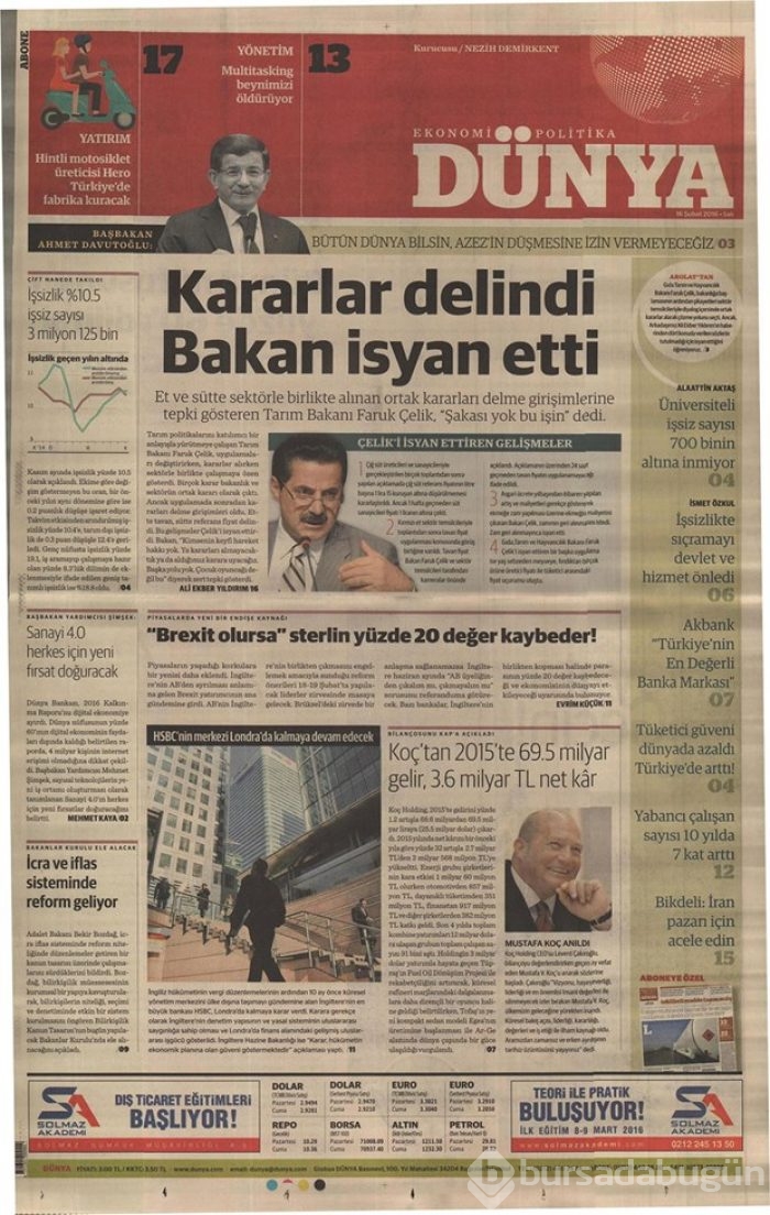 Günün gazete manşetleri - 16 Şubat 2016