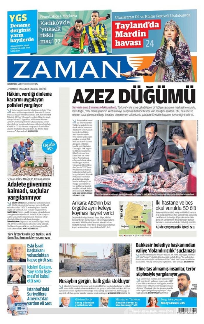 Günün gazete manşetleri - 16 Şubat 2016