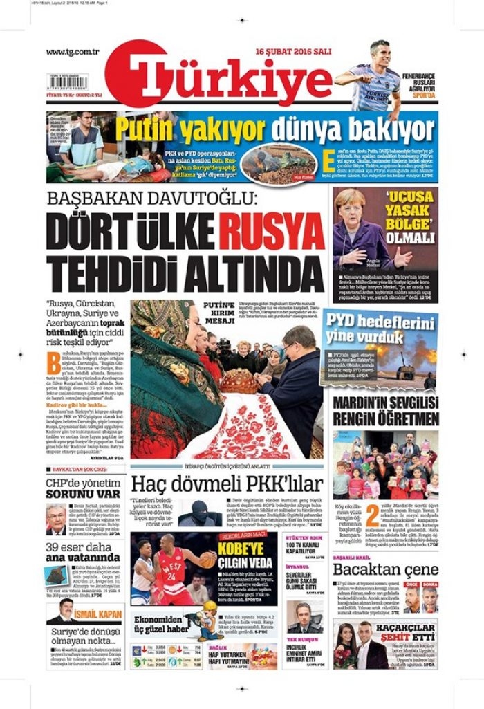 Günün gazete manşetleri - 16 Şubat 2016