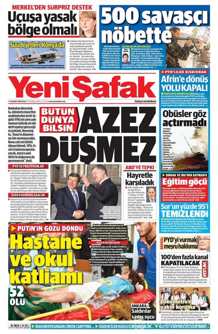 Günün gazete manşetleri - 16 Şubat 2016
