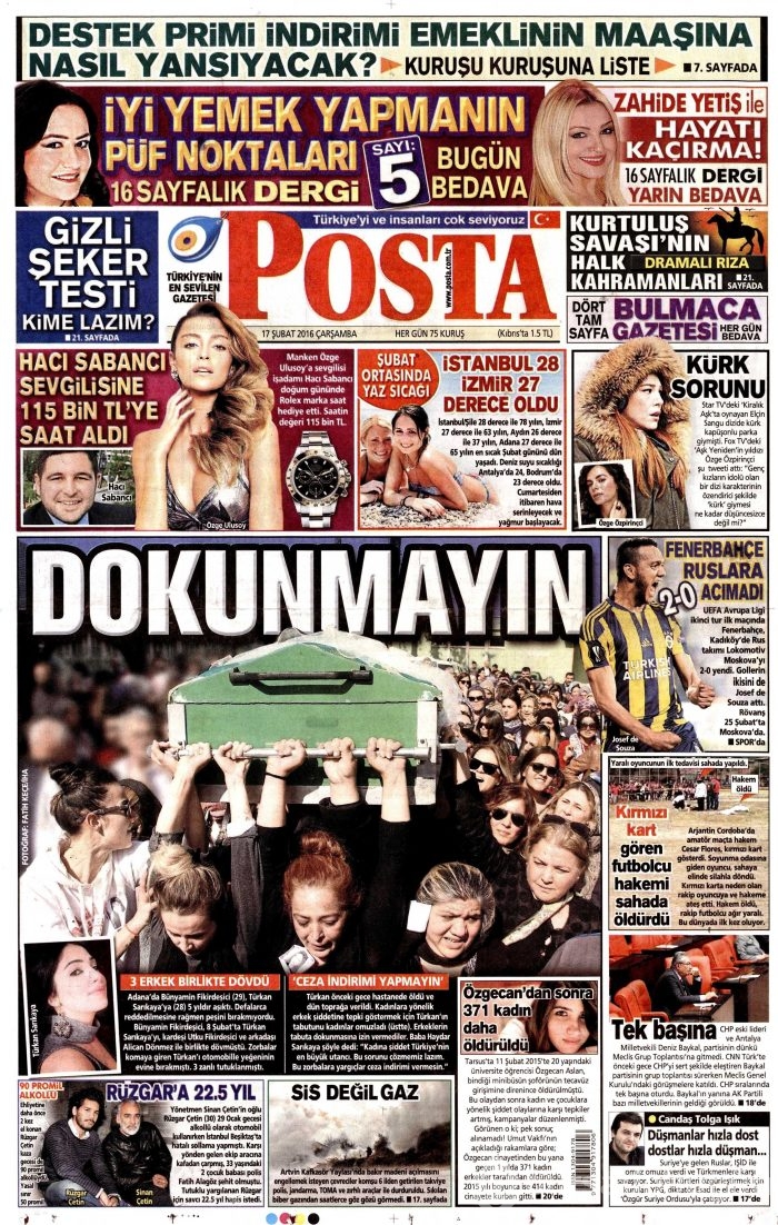 Gazete manşetleri 17 Şubat 2016 
