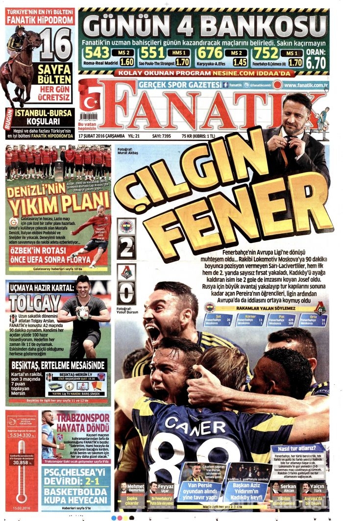 Gazete manşetleri 17 Şubat 2016 
