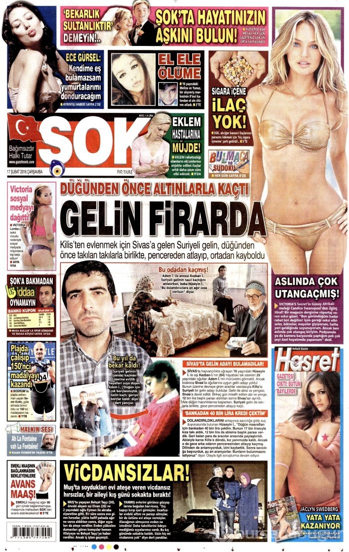 Gazete manşetleri 17 Şubat 2016 