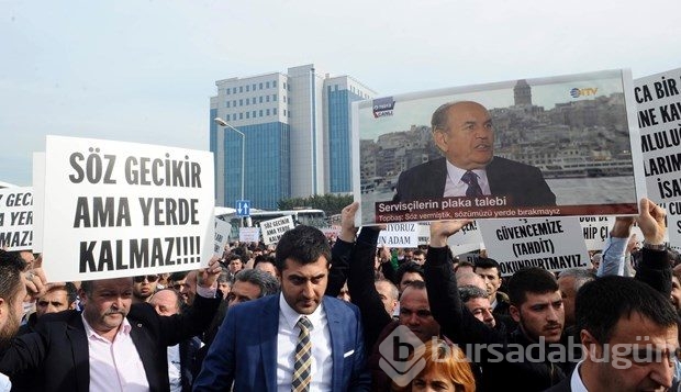 Servisçilerden plaka eylemi