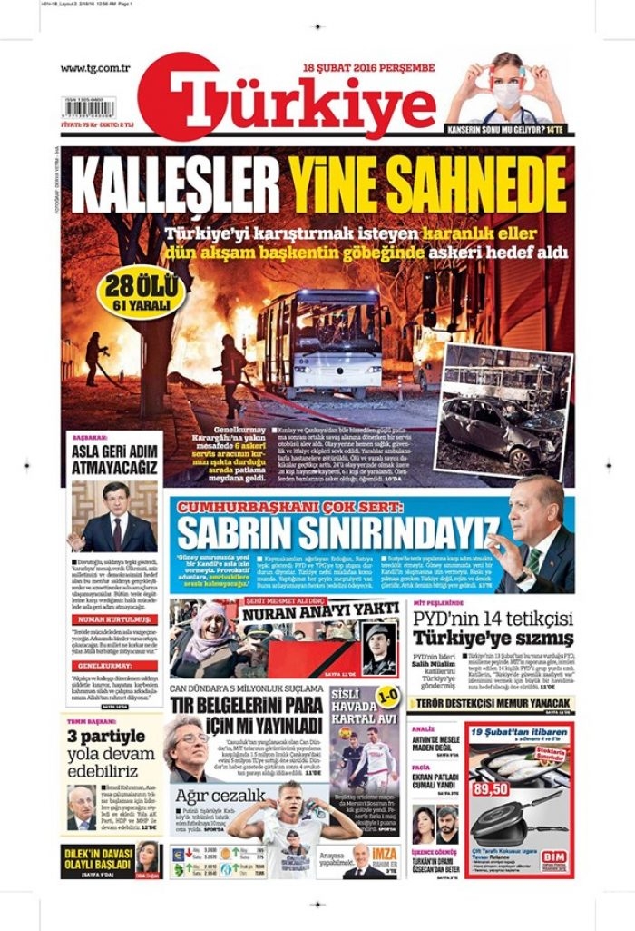 Ankara'daki terör saldırısı manşetlerde