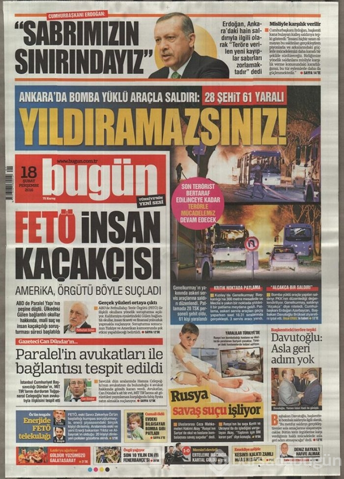 Ankara'daki terör saldırısı manşetlerde
