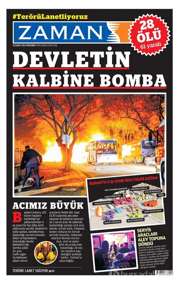 Ankara'daki terör saldırısı manşetlerde