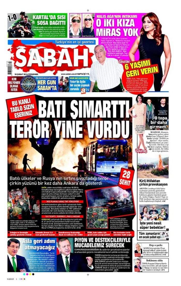 Ankara'daki terör saldırısı manşetlerde