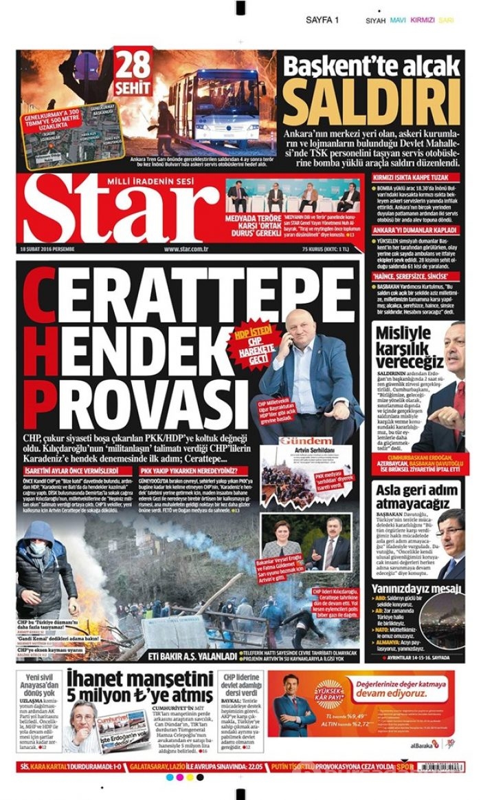 Ankara'daki terör saldırısı manşetlerde