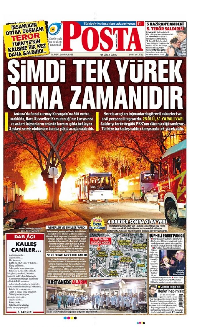 Ankara'daki terör saldırısı manşetlerde